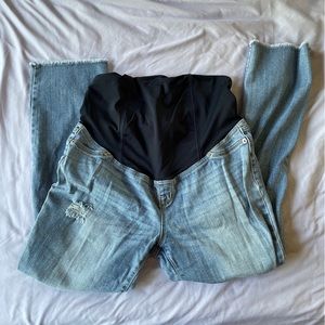 Maternity jeans over belly straight cropped distressed size 6